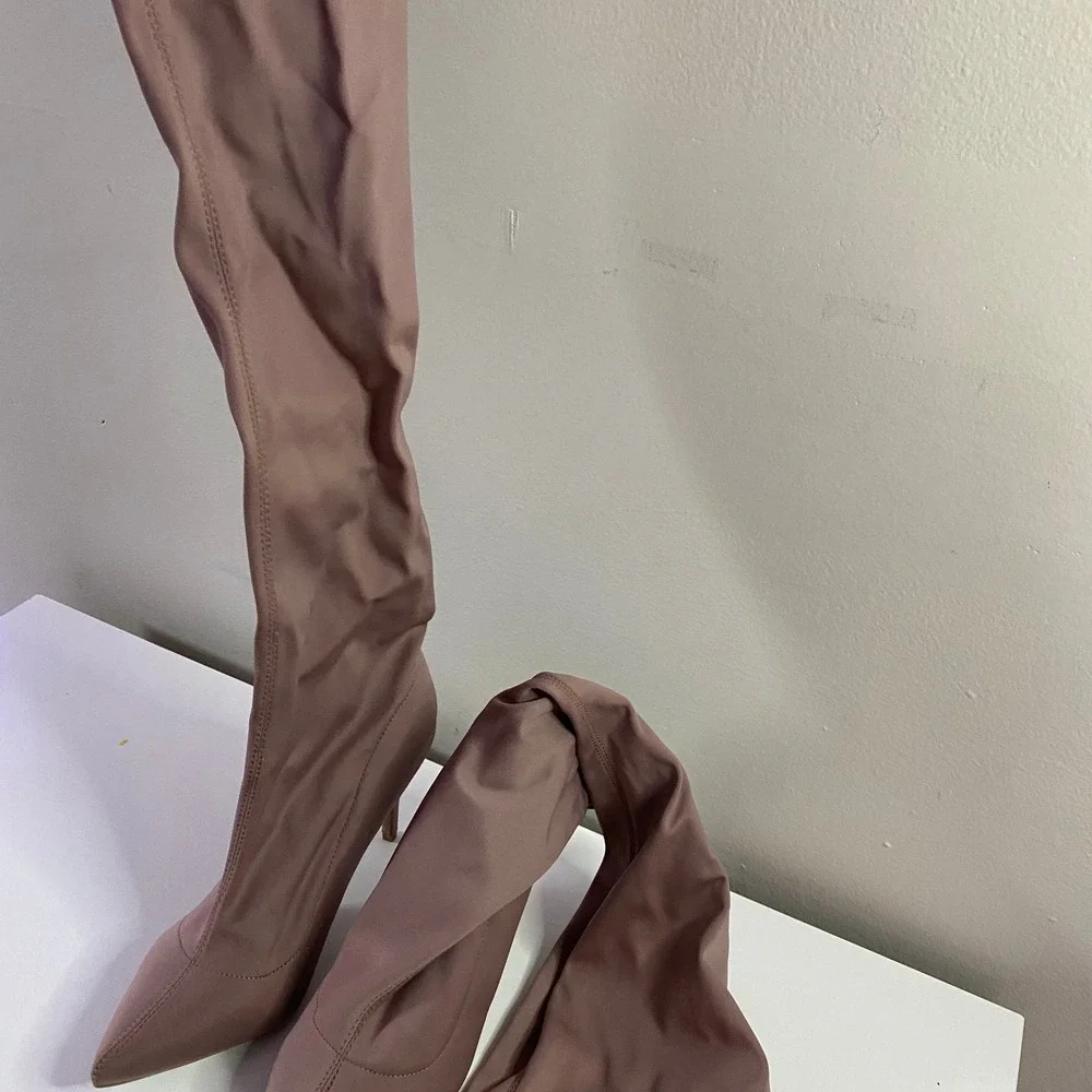Over‎ The Knee Sock Boots Womens 10 Mauve Stiletto Stretch